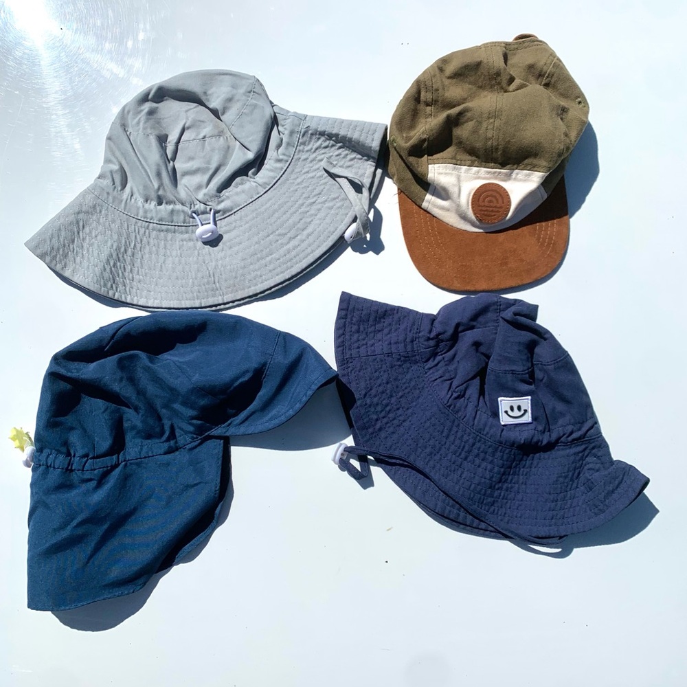 Kids Sun Hat Pack - Navy, Gray, and Brown Styles 9-18 Months Small